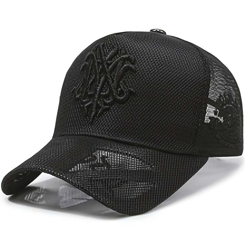 1pc Breathable Mesh Baseball Cap with Embroidered Logo Stylish Unisex Trucker Hat for Outdoor Lei