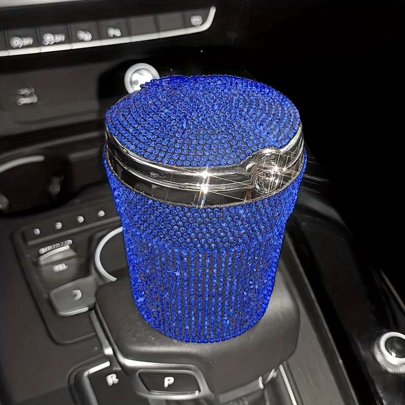 1pc JUNLAICHUANG Car Ashtray with Rhinestone Embellishments ABS Material Uncharged No Battery Re
