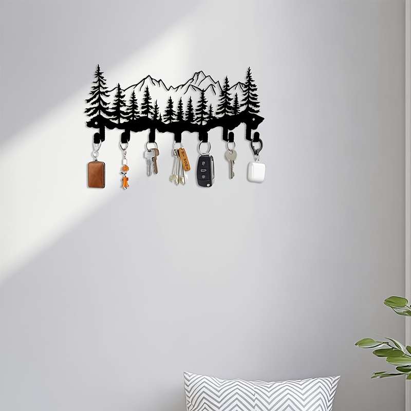 A Metal Forest-Themed Hook for Hanging Clothes And Keys Featuring Creative Ironwork Design Suitabl