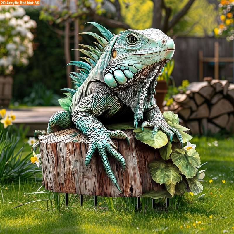 1pc 2D Flat Modern  Beard Dragon Acrylic Garden Stake 19.99 cm X 13.97 cm Yard And Lawn Sun Catcher
