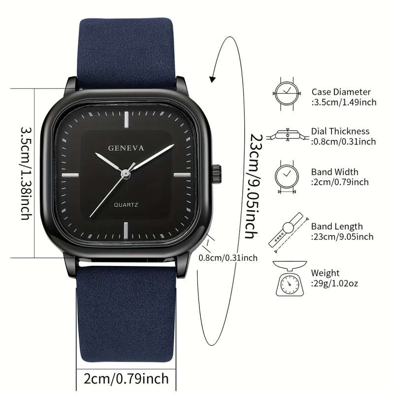 1pc Set Men'S Trendy Square Minimalist Quartz Watch with a Scale Dial Does Not Include a Watch Box