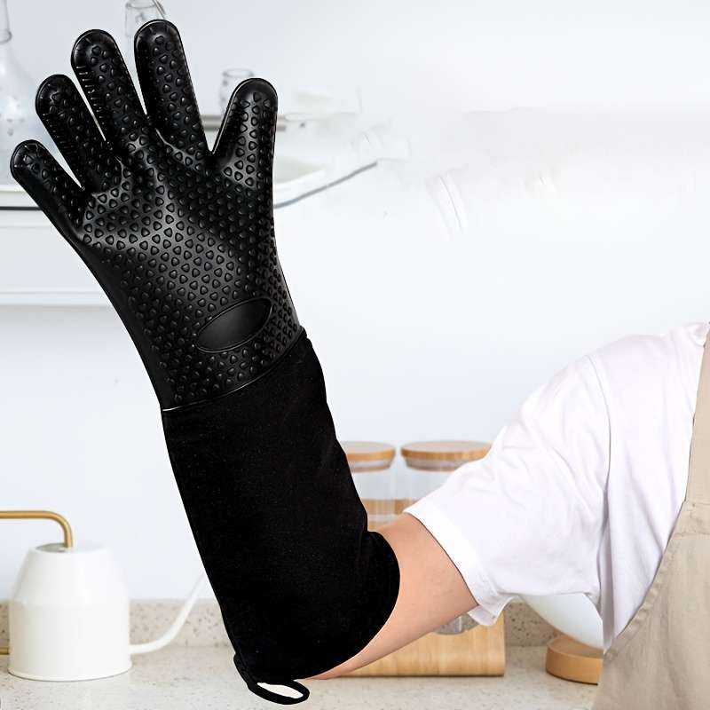 1pc Five-finger Heart Thickened Silicone Gloves Heat-resistant Long-lasting Non-slip Comfor
