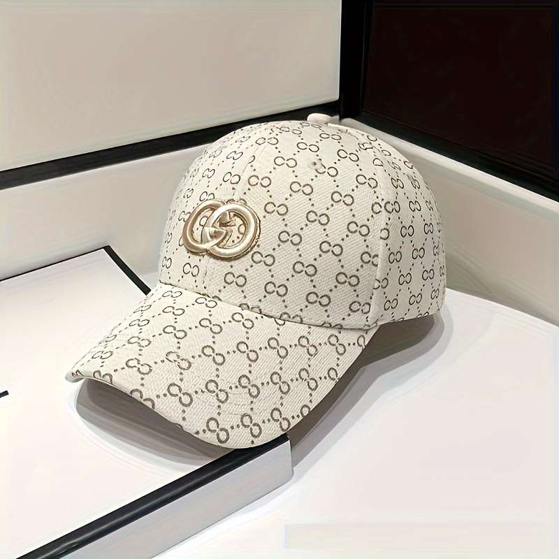 1pc Trendy Premium Curved Brim Baseball Cap Embroidery Letter G Logo Full Print Trucker Hat Sna