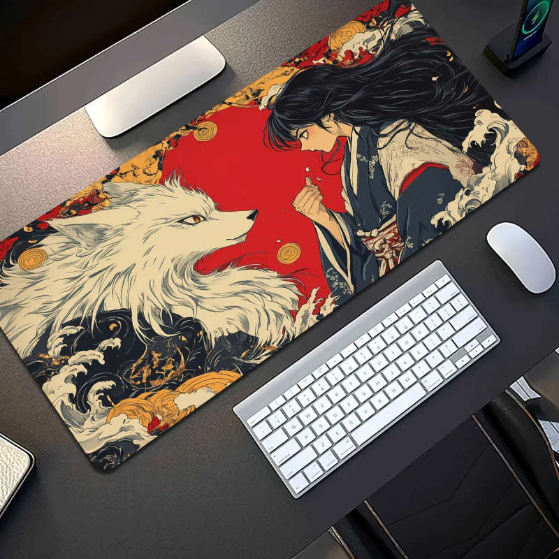1pc 30x80cm Ergonomic Non-Slip Rubber Mouse Pad with Vibrant Anime Design