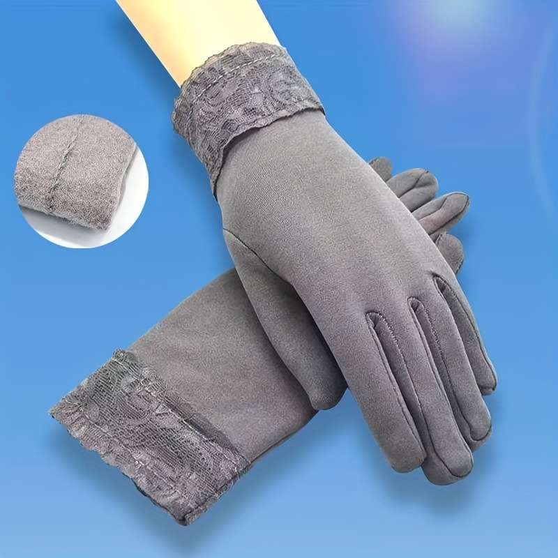 1 Pair Beige Color Warm Gloves