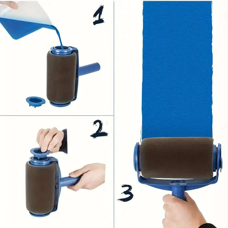 1pc Multi-Functional Paint Roller Brush with Telescopic Handle 7-inch Easy Pour Paint Design Conveni