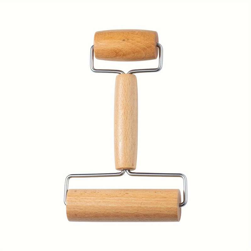 1pc Easy-Grip Dual-Ended Rolling Pin Stainless Steel Wood Perfect for Pizza Pie Cookies Dum