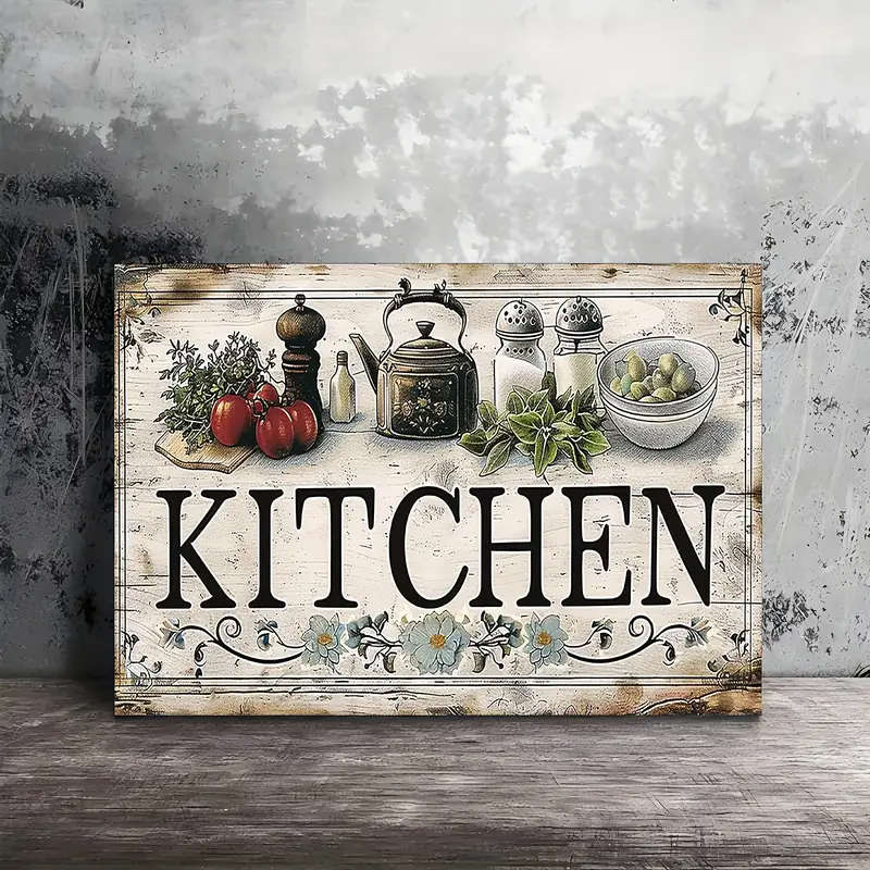1pc Farmhouse Kitchen Canvas Wall Art Rustic Food Vegetable Theme Painting Woven Other Material Deco