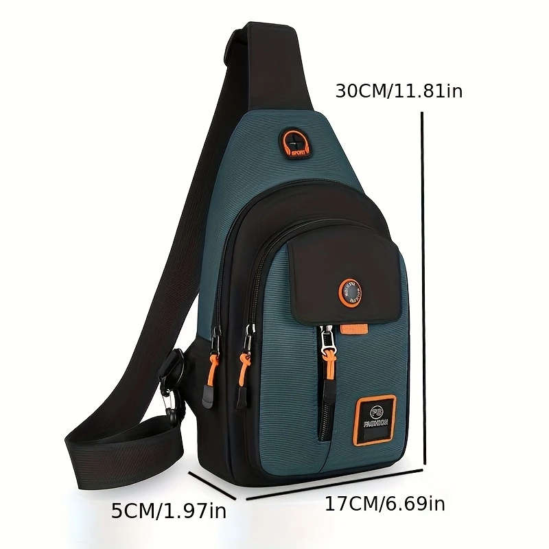 1pc Leisure Sports Chest Bag Outdoor Travel Men's Bag Adjustable Shoulder Strap with Earphone Hole