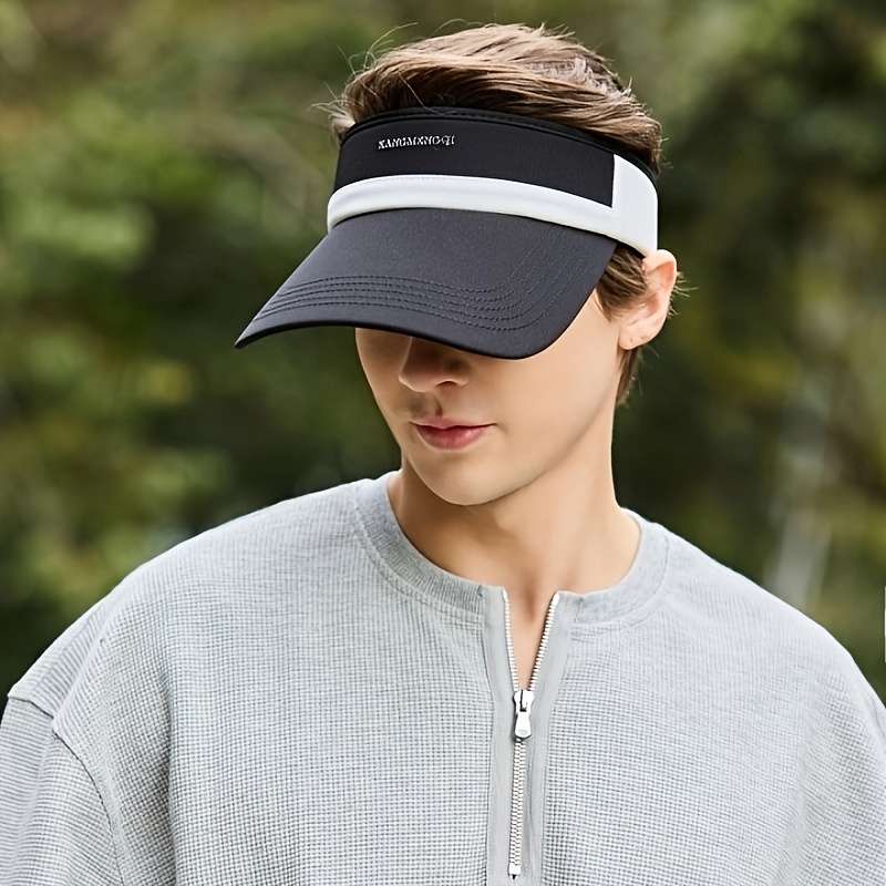 1pc Unisex Adjustable Sun Visor Hat with Breathable Design Black White Striped Open-Top Cap for