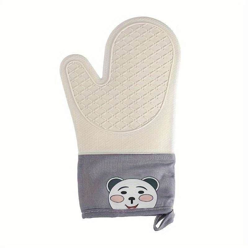 1pc Silicone Oven Gloves Panda Prints Oven Mitts Heat Resistant Kitchen Gloves with Soft Linin