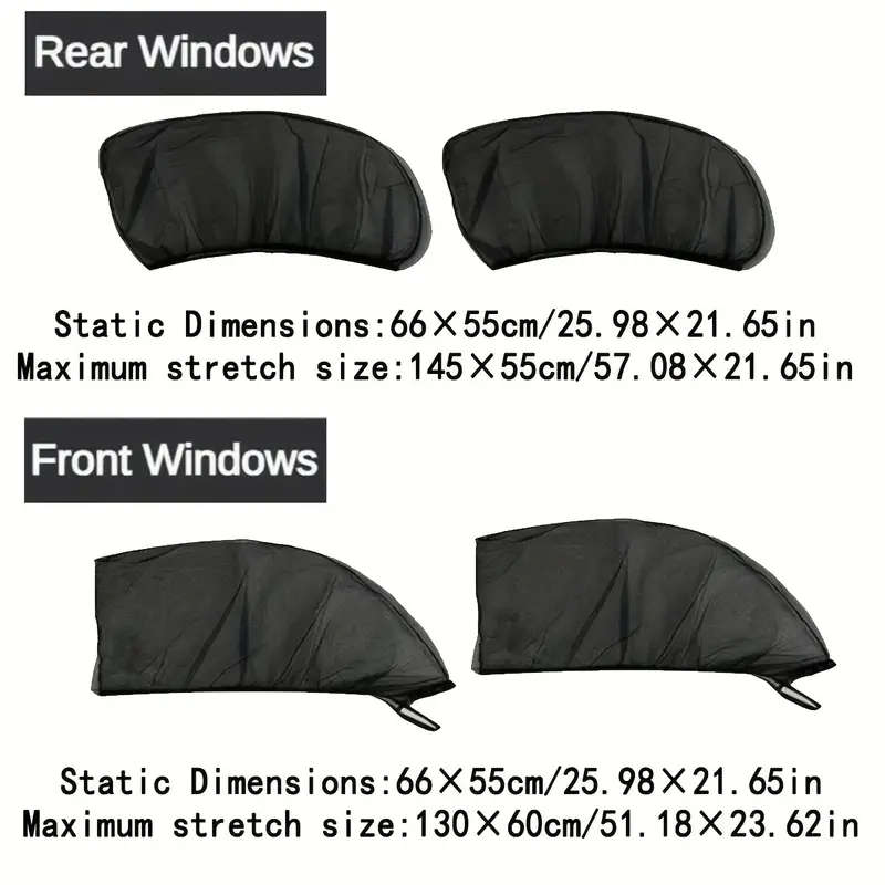 4pcs Polyester Car Sunshade Screen UV Protection Anti-Mosquito Insulation Reflective Awnings
