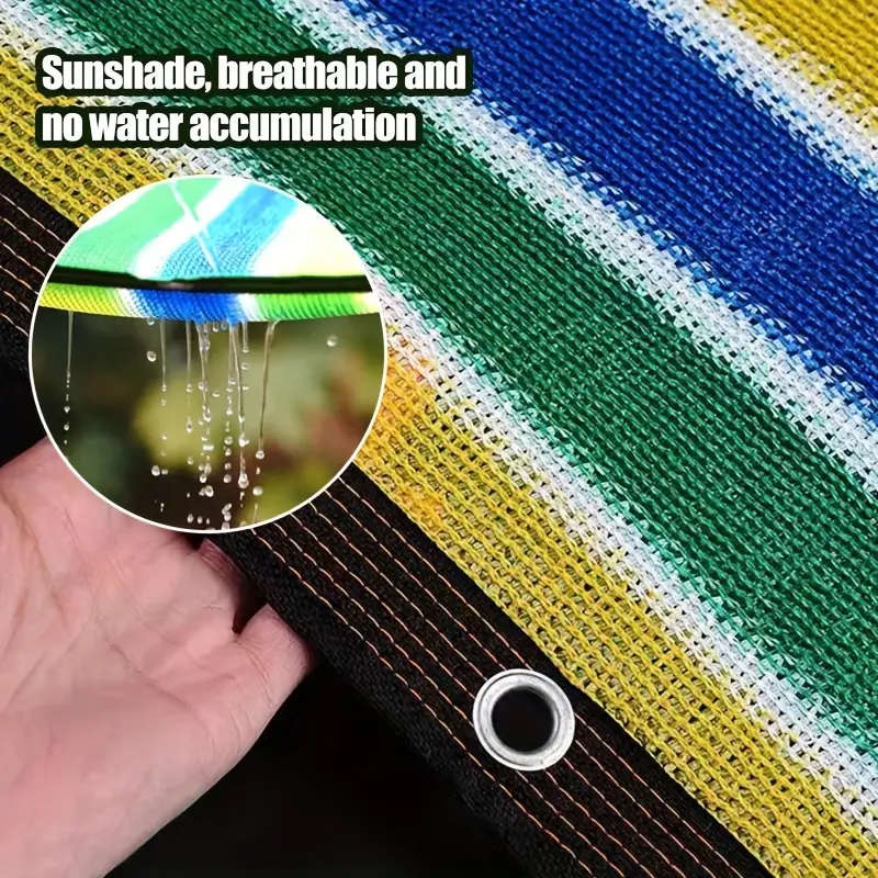 1pc Colorful Striped High-Density Breathable Sun Shade Net Size200x300cm Durable Plastic Outdoor