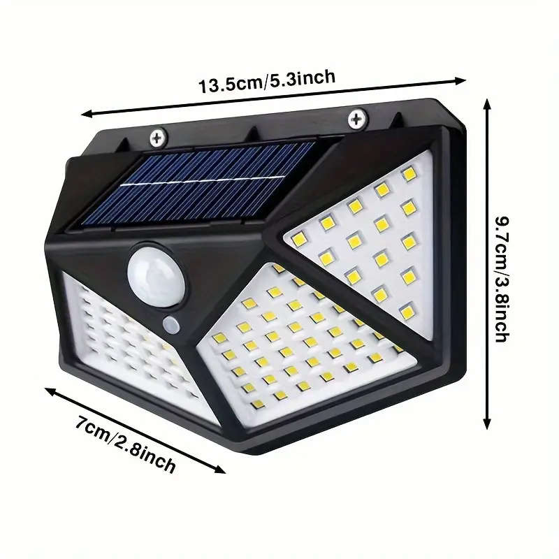 New 100LED wall sensor light, intelligent light sensor, solar charging, brightness automatic adjustm