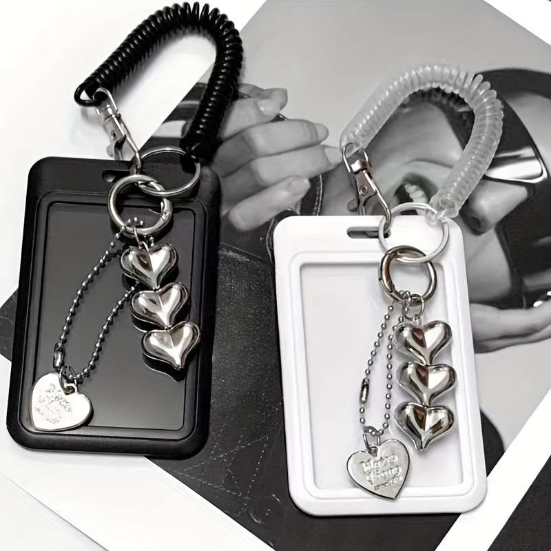 1pc 1pc Love Bus Card Holder with Keychain Office and School ID Protection Cover Protect Your Ba