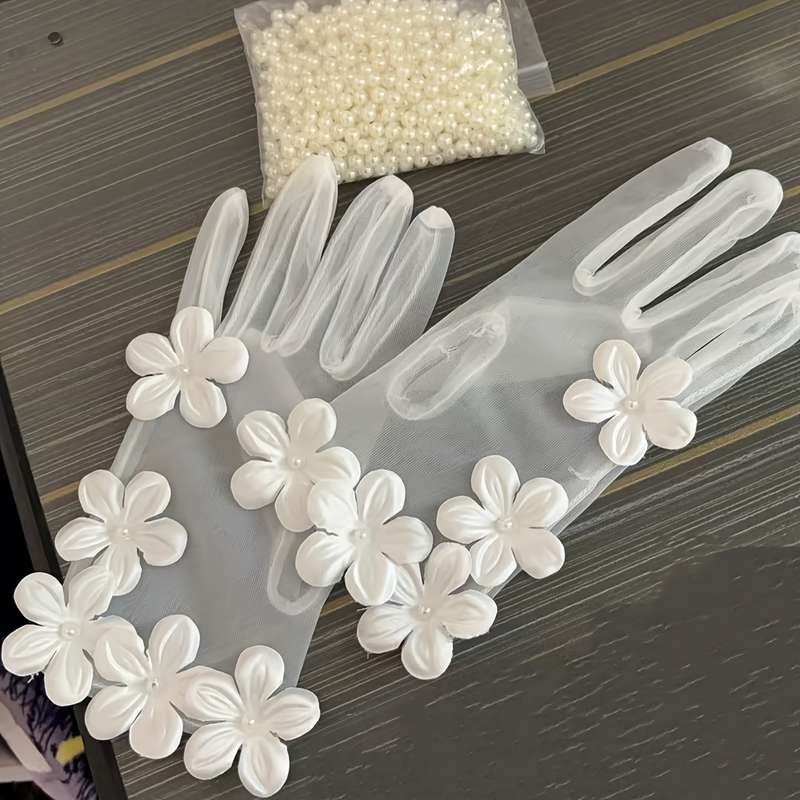 1 Pair White Bridal Wedding Gloves
