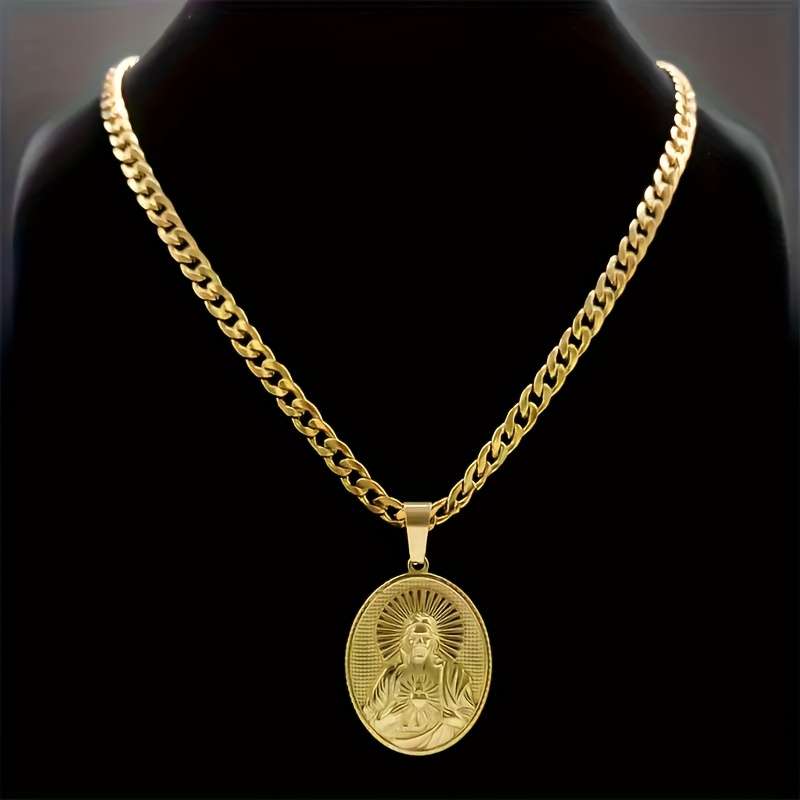 1 Piece Golden Jesus Theme Pendant