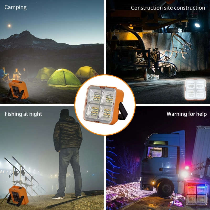 1pc Solar USB Rechargeable LED Work Light Portable Outdoor Floodlight with Magnetic Base 1200mAh Lit