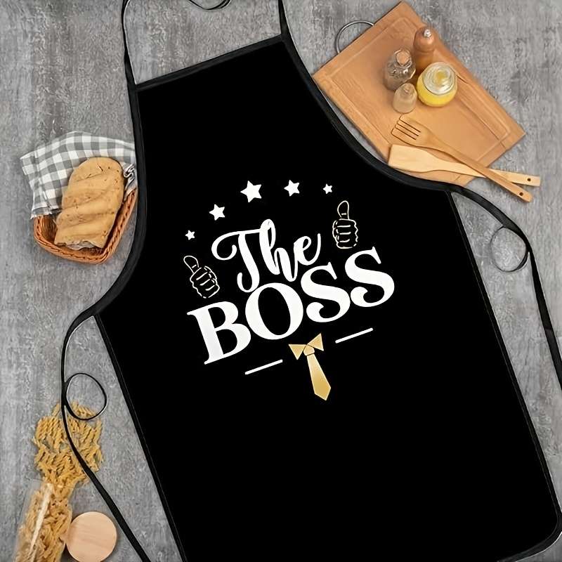 1pc Polyester Apron "The Boss" Design Woven Kitchen Cooking Apron for Men and Women Ideal fo