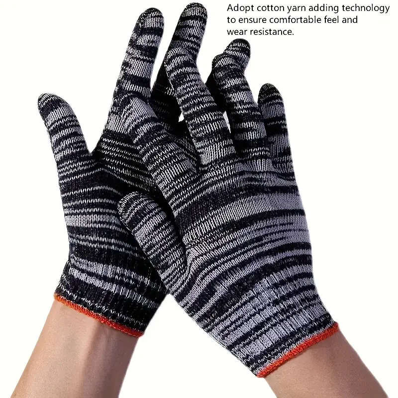 12pcs 6pairs Work Handwear Tear Abrasion Resistant Durable Breathable Stain-Resistant Polyester