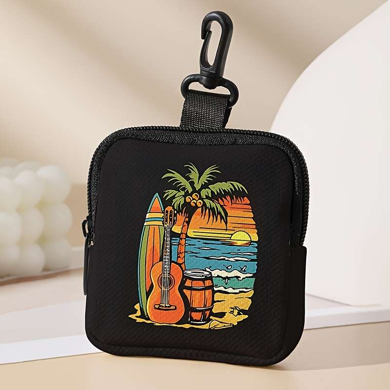 1pc 1pc Heat Wave Summer Sea Beach Pattern Large Capacity Coin Wallet Fashion Simple Digital Prin