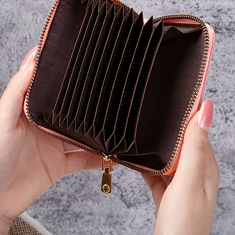 1pc Foldable PU Wallet Organizer for Women Cute Bee Design Multi-Card Holder Zippered Accordion