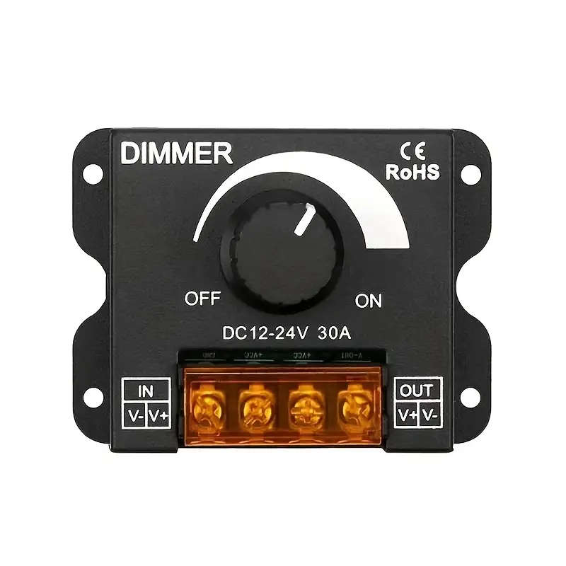 1pc Dimmable LED Driver PWM DC 12V-24V 30A Lighting Controller Composite Material Hardwired Power Su
