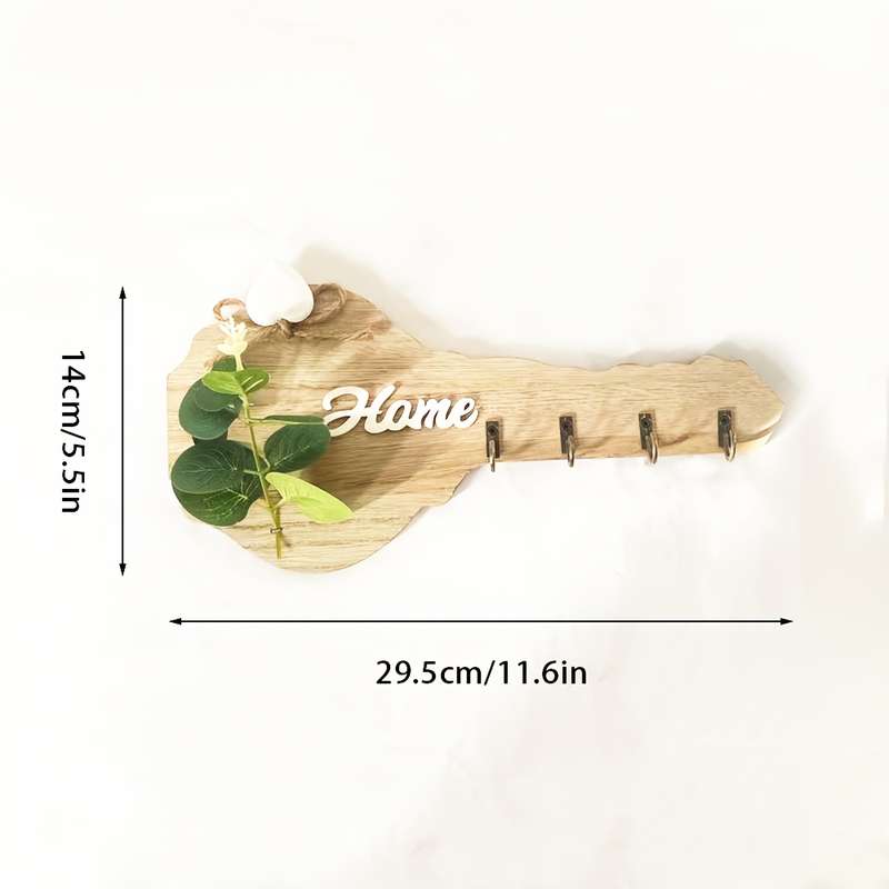 1pc Vintage Wooden Key-Shaped Key Holder Wall Decor Casual Style Painted Finish Multi-Functional