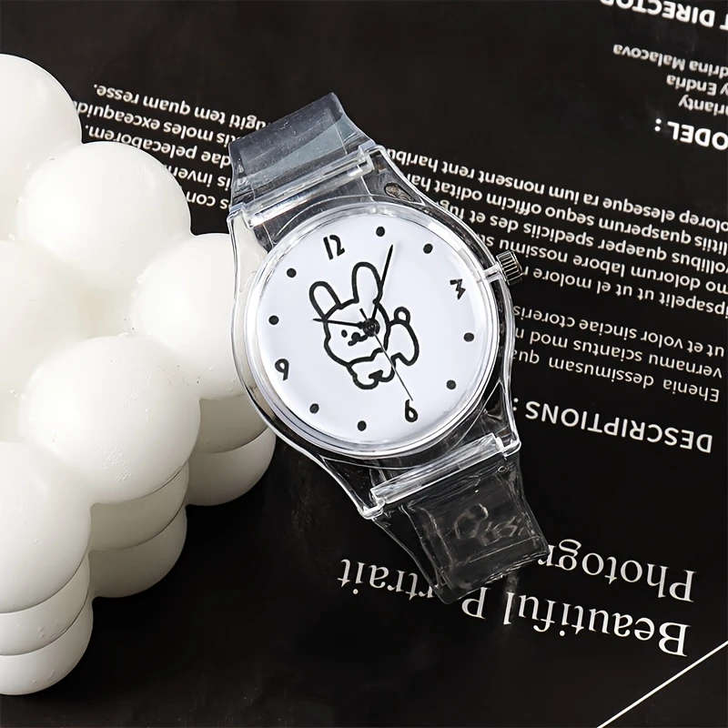 1pc Simple Transparent Student Portable Electronic Watch Color Sent Randomly