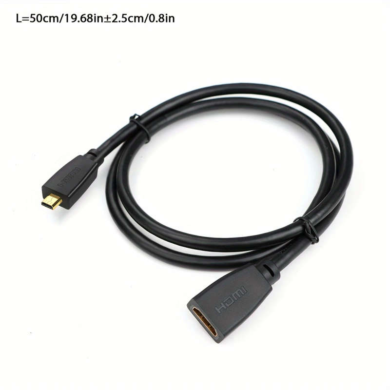 1pc 50cm High Speed Micro Male to Female Cable 18Gbps 4K 60Hz HDR Gold-Plated Ethernet-Ready Round