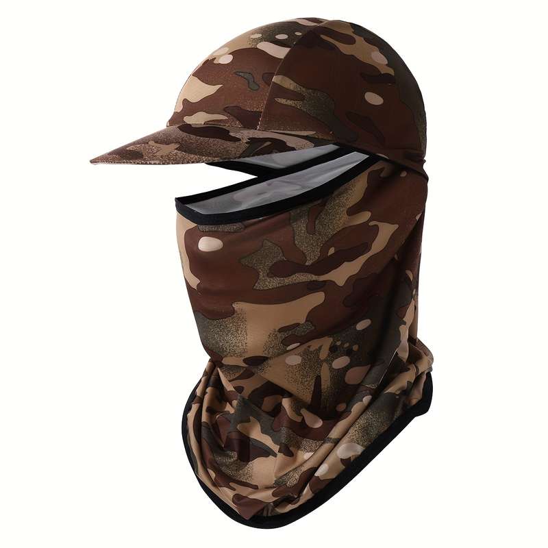 1pc Multi-Color Wide-Brim Sun Hat with Face Mask Stylish Knit Polyester Ideal for Fishing H