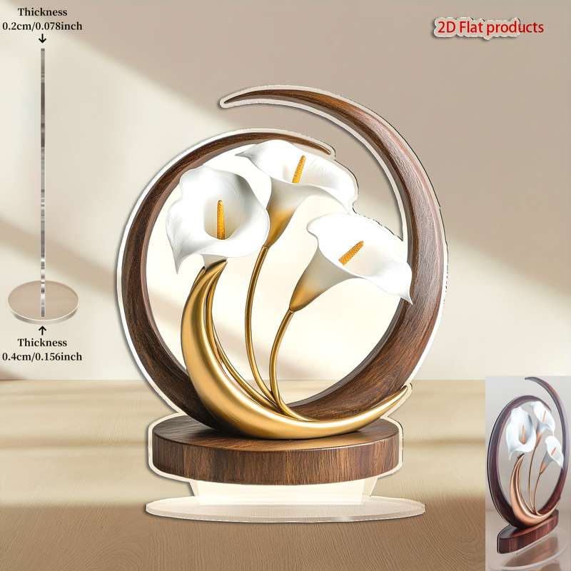 1pc 2D Flat   White for Lotus Themed  Acrylic Decoration Suitable for Living Room K
