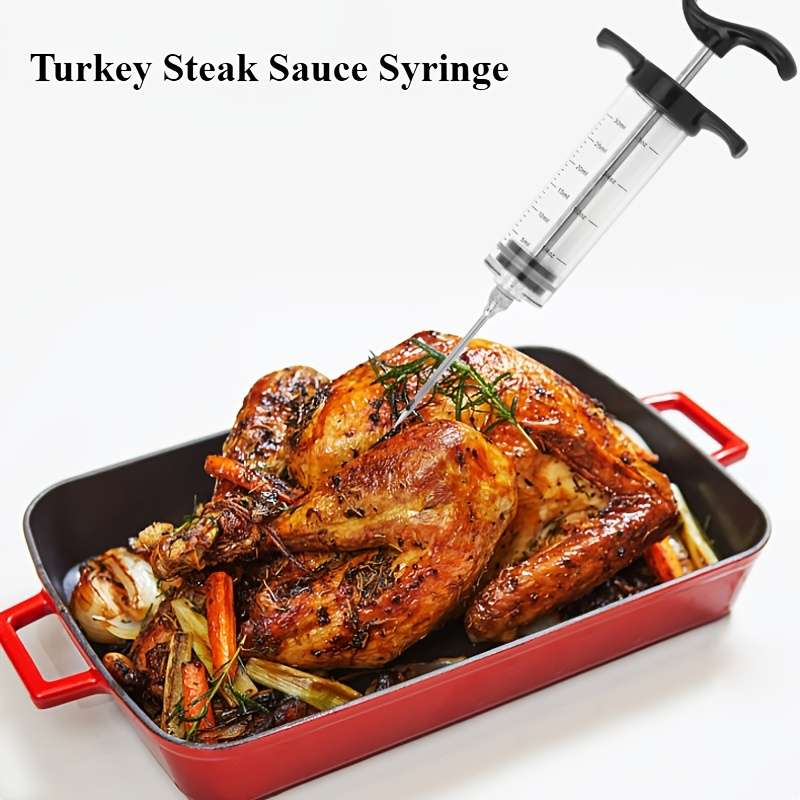 5pcs Meat Marinade Injector Set Quick Meat Marinating Tool Stainless Steel Needle Turkey Meat