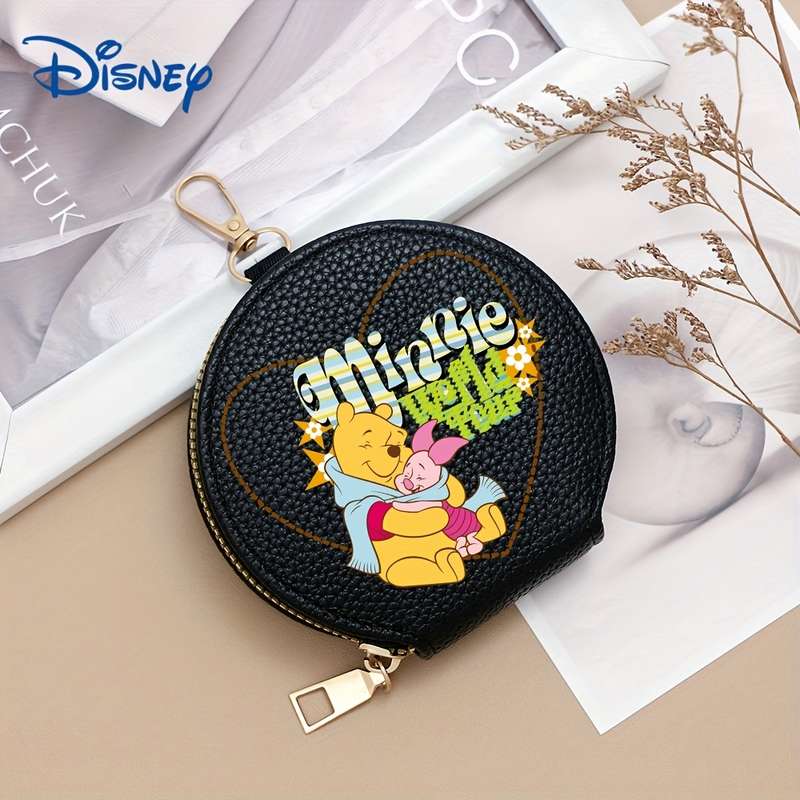 1pc Disney Mickey Minnie Mouse Mini Coin Purse Multi-Color Round Wallet with Keychain Secure