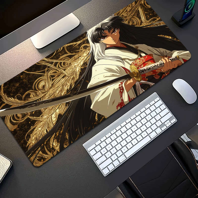 1pc 30x80cm Vibrant Samurai Warrior Gaming Mouse Pad Non-Slip Rubber Base