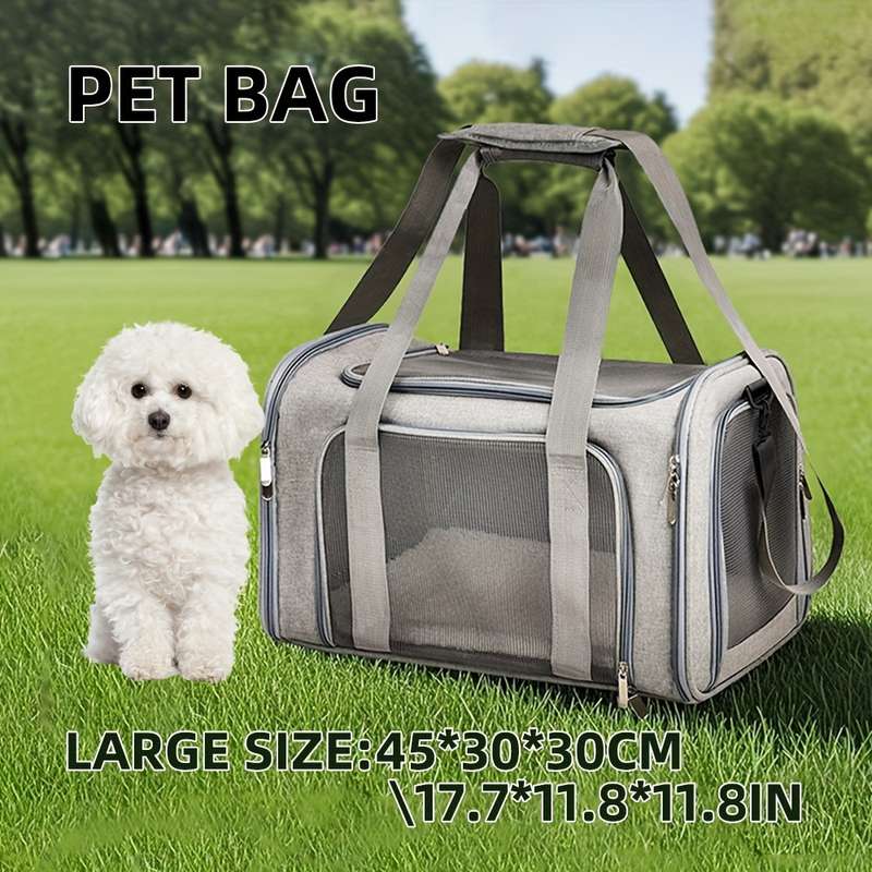1pc Greysize Large Size: 45*30*30 cm Pet Bag