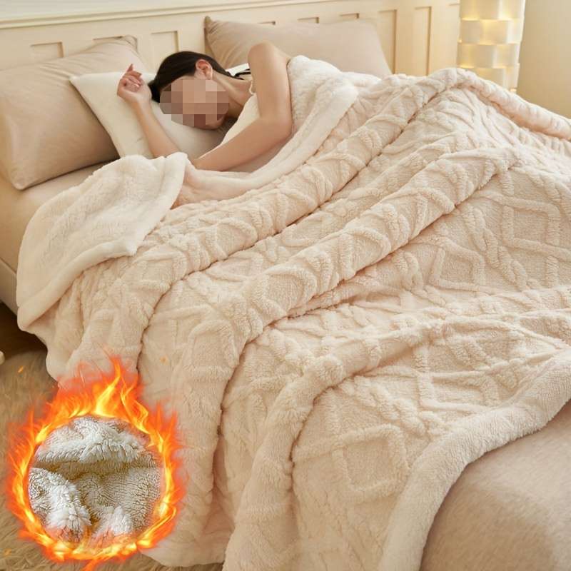 1ps Blanket Color Off White Taffeta Fleece Blanket size 150cmx200cm59inchx78.7inch