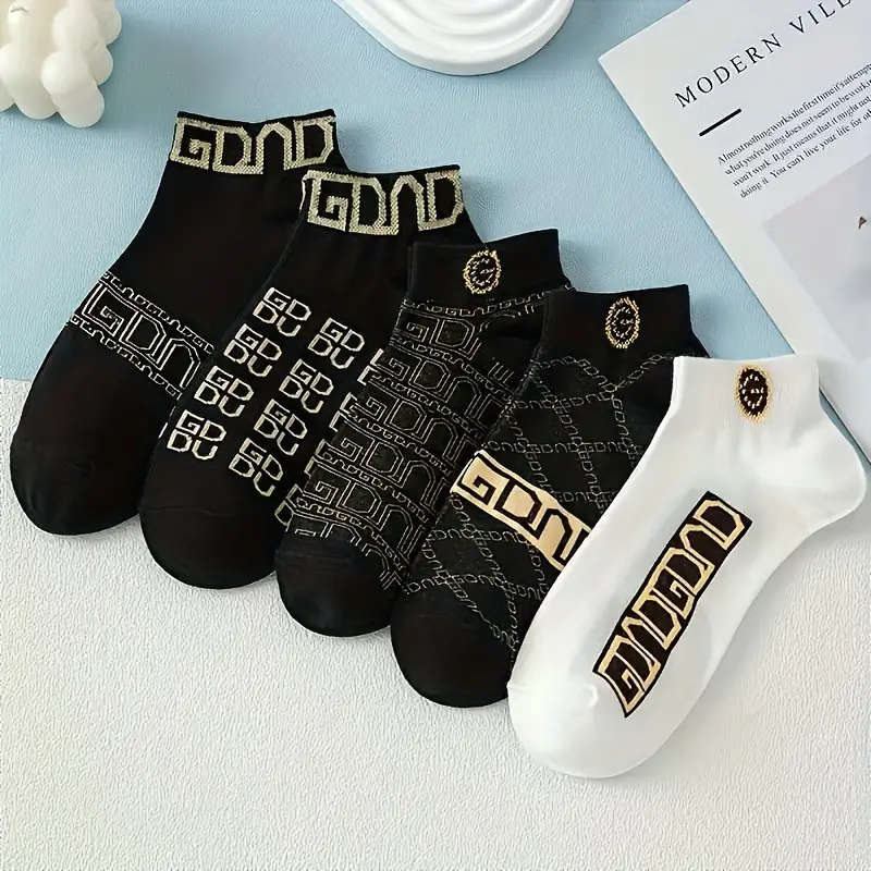 5Pack Men'S Vintage Ethnic Knit Crew Socks of Ultra Comfy Breathable Anti-Odor Men'S Low Cut Socks S