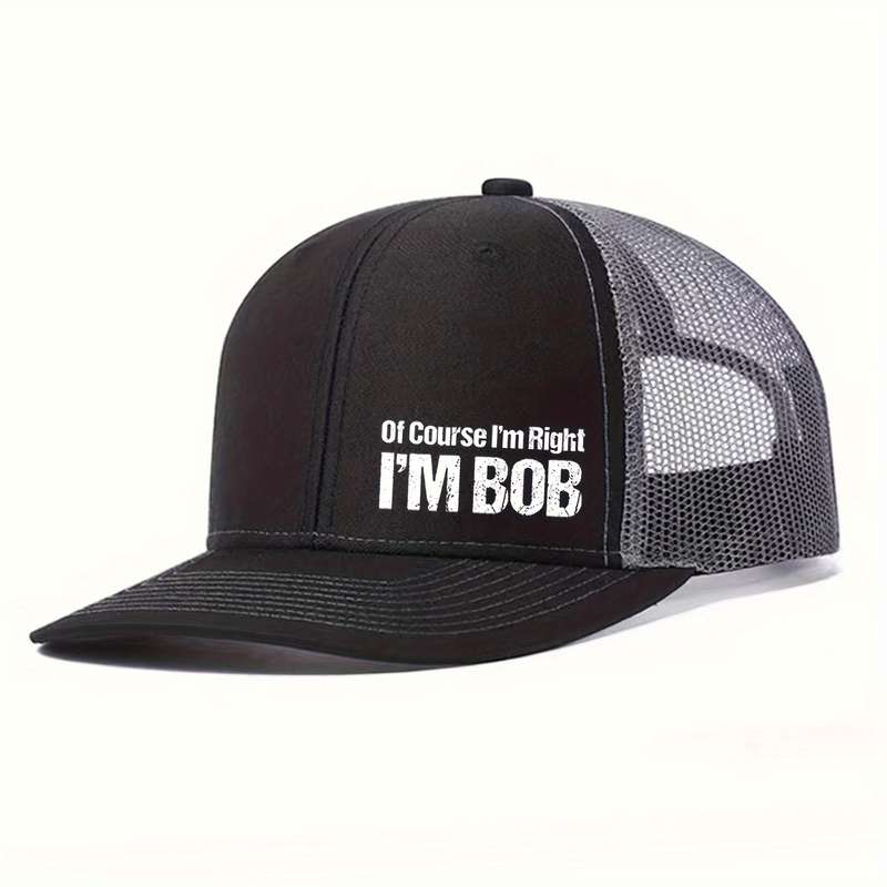 1pc Unisex Polyester Baseball Cap with "Of Course I'm Right" Print Breathable Mesh Snapback Hat A