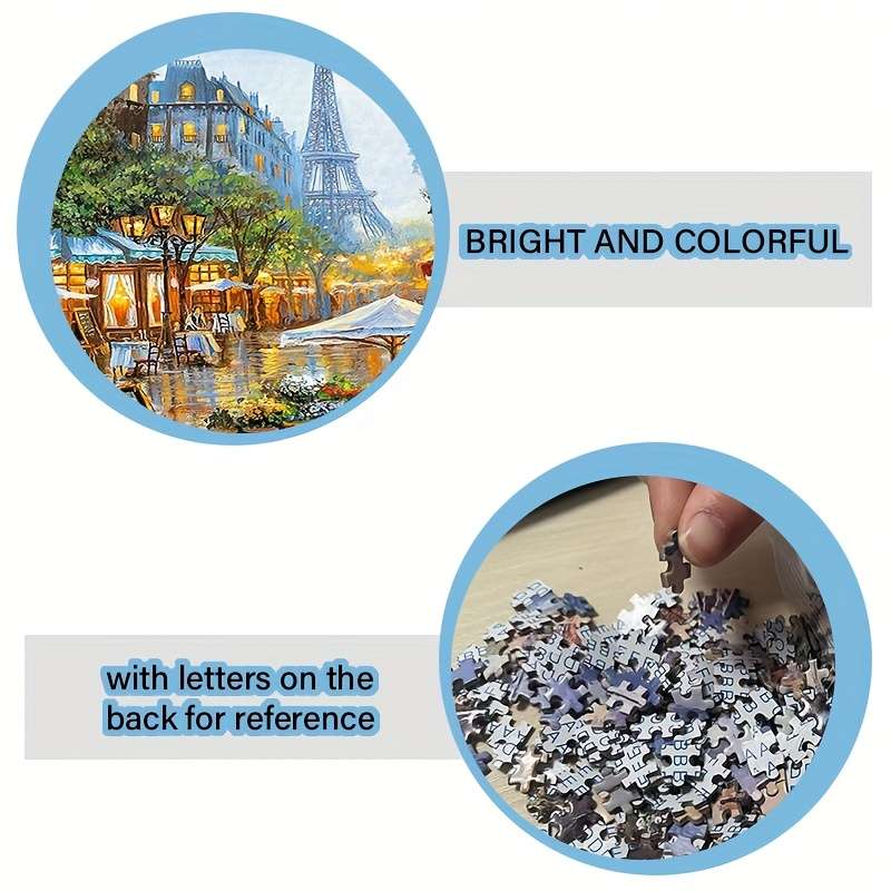 1000pcs Parisian Night Scene Jigsaw Puzzle Challenging Mini Puzzle with Eiffel Towe