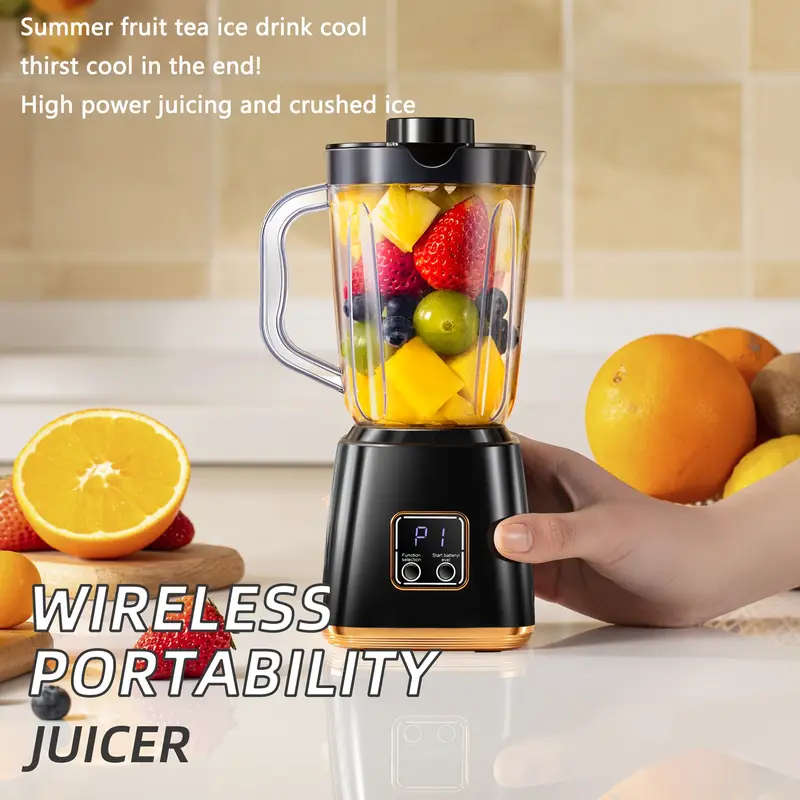 Portable Blender, Compact 7.4V Mini Juicer | Easy-Clean, Digital Display, Stainless Steel Blades,