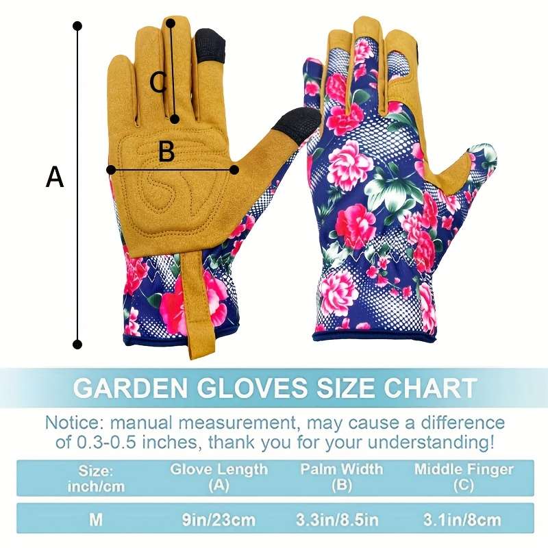 1 Pair Blue Red Rose Multi Purpose Work Gloves