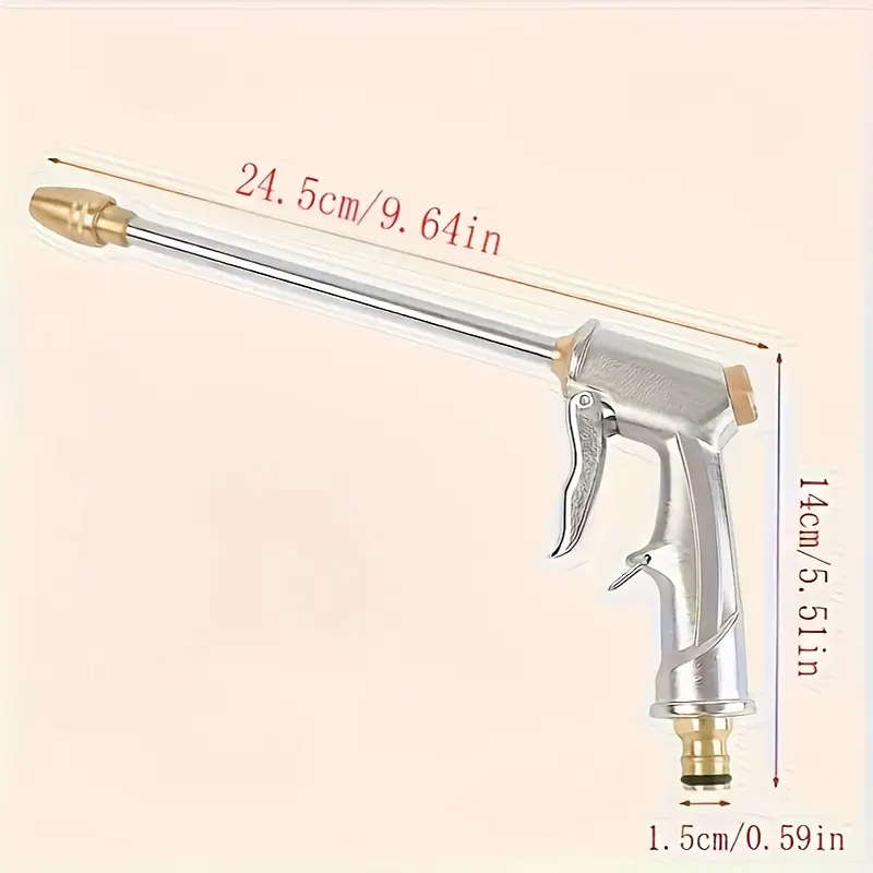 1pc Heavy-Duty Metal Hose Nozzle with Extended Reach Chrome Finish Durable Aluminum and Copper Plati