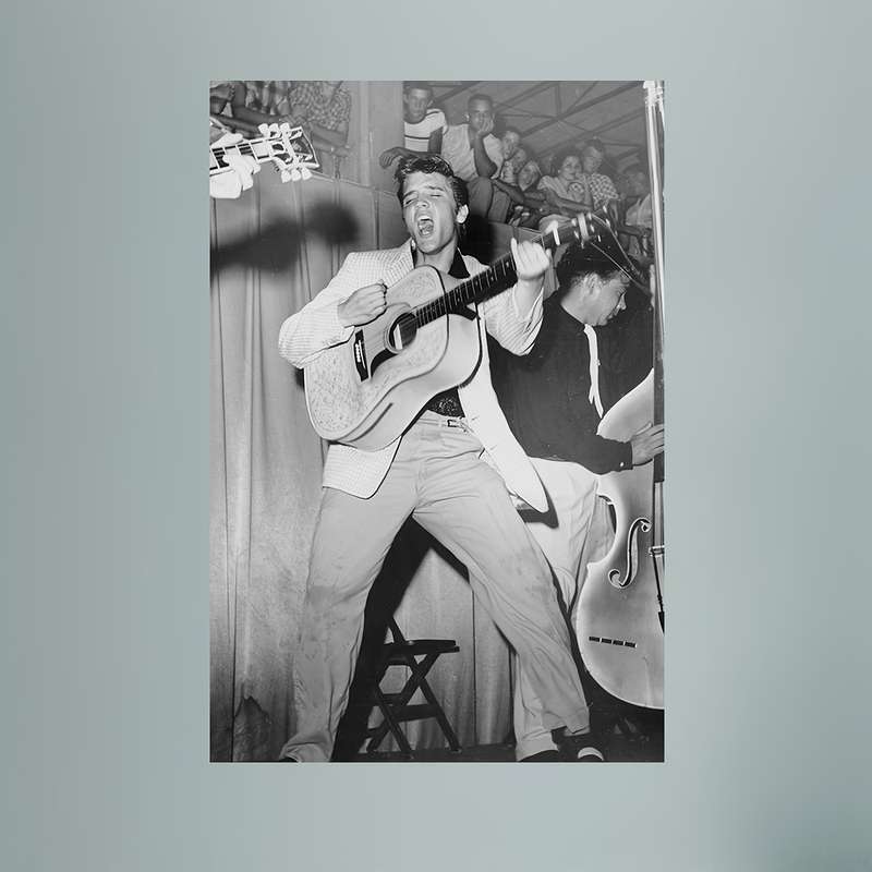 1pc Vintage Elvis Presley Canvas Wall Art Frameless Black White Retro Music Poster for Man Cave