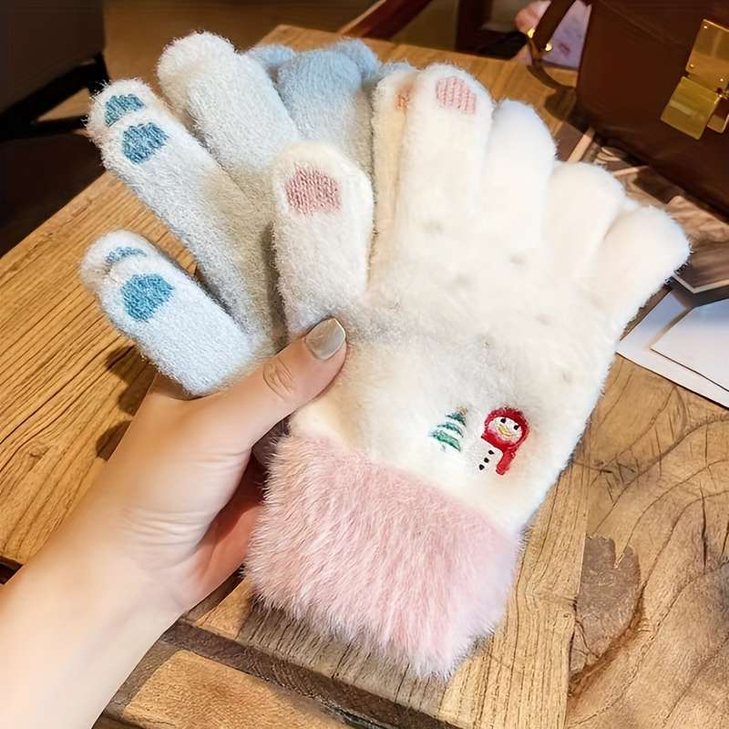 1 Pair Grey Warm Gloves