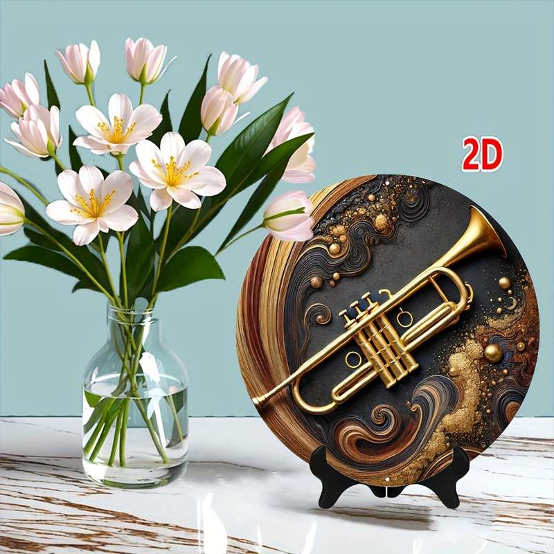 1pc Jazz Club-Inspired Aluminum Trumpet Wall Art Versatile Indoor Outdoor Decor for Home Garden