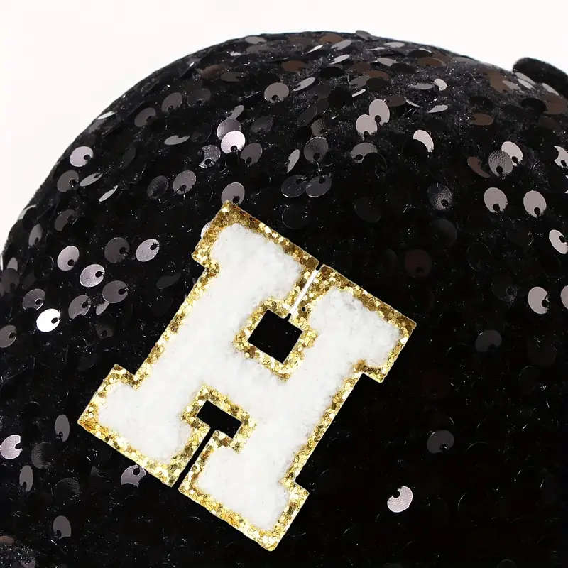 Fashionable Black 26 Letters Glitter Sequin Hat