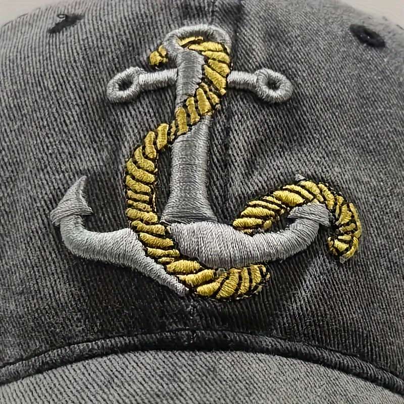 1pc Women'S Embroidered Anchor Baseball Cap Cotton Breathable Adjustable Sun Hat for Spring Summer