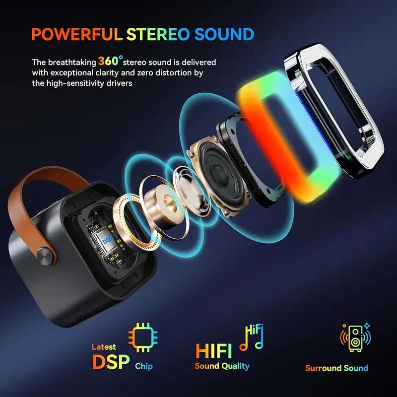 Mini Karaoke Machine for Youngsters Wireless Speaker with 2 Wireless Microphone and LED Lights