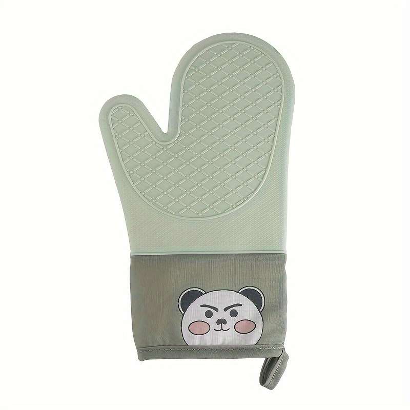 1pc Silicone Oven Gloves Panda Prints Oven Mitts Heat Resistant Kitchen Gloves with Soft Linin